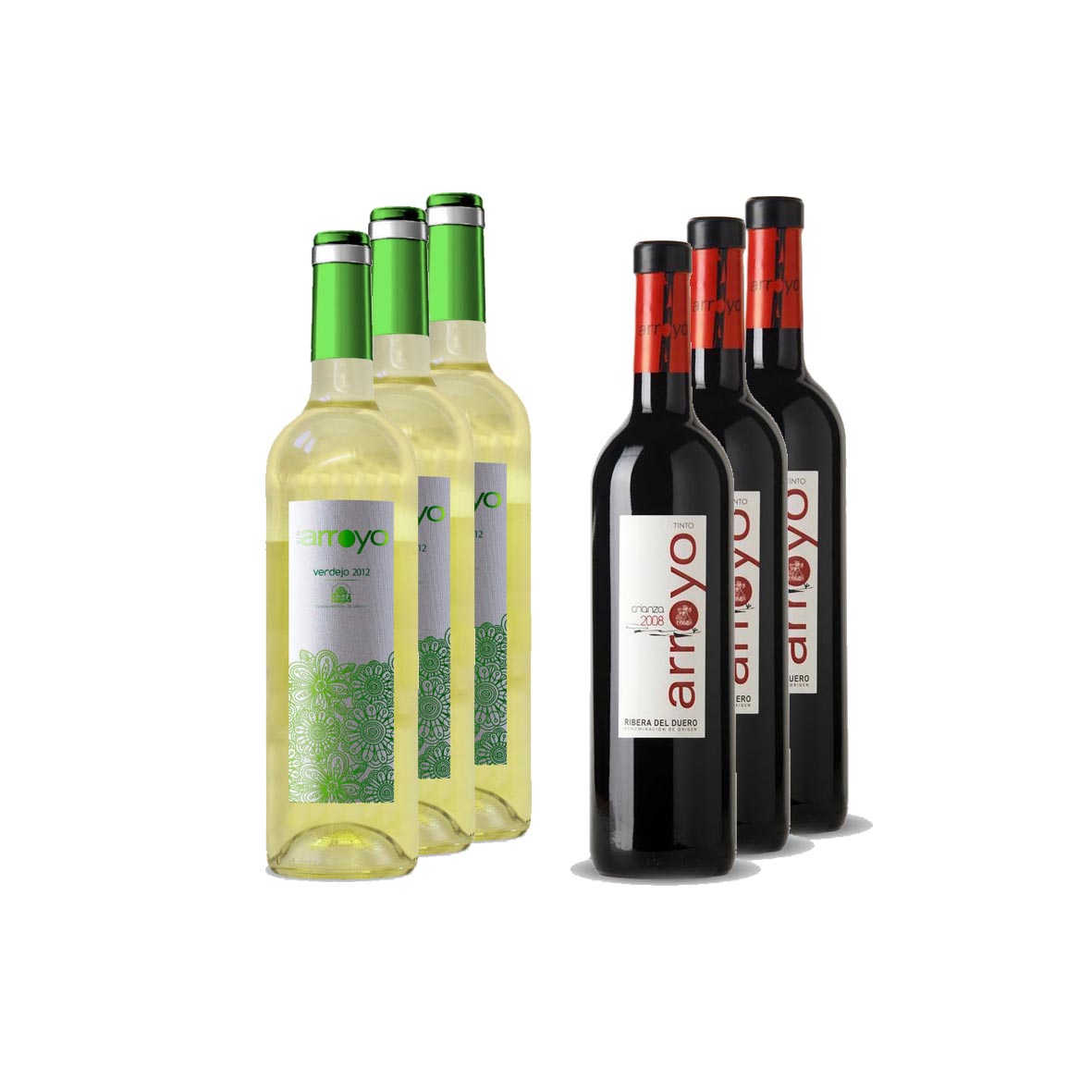 Pack Arroyo: 3 verdejo + 3 crianza DO Ribera del Duero
